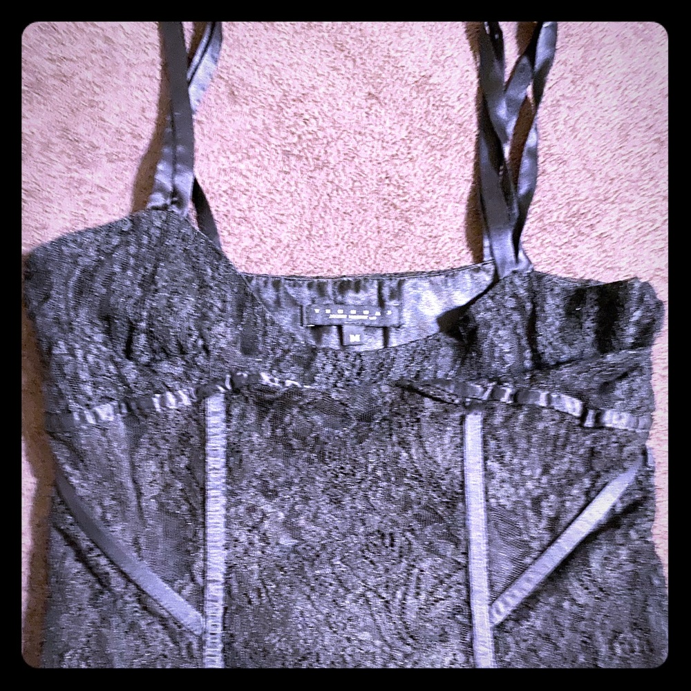 Laundry Shelli Segal Spaghetti strap black blouse